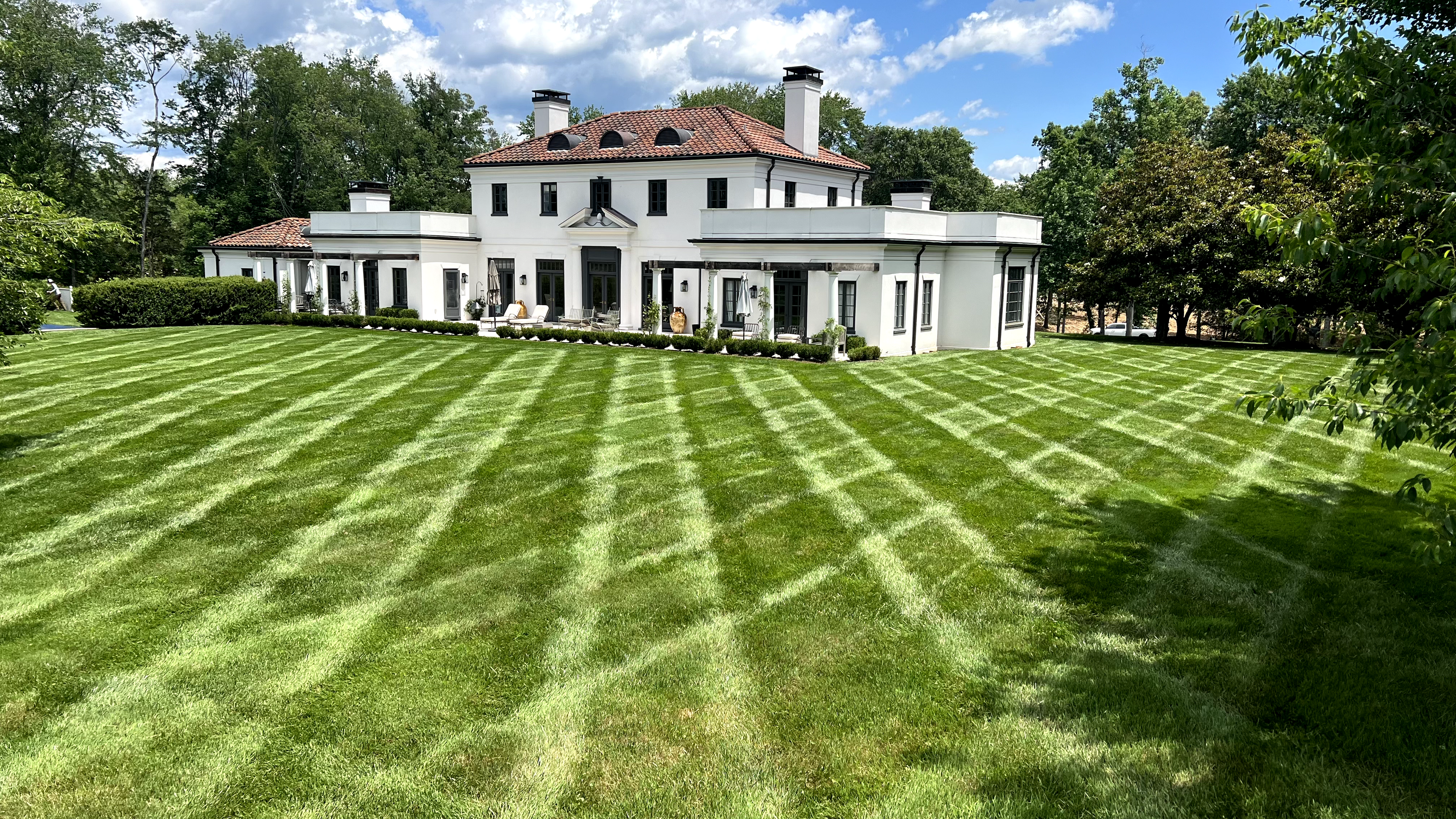 House with freshly paved lawn